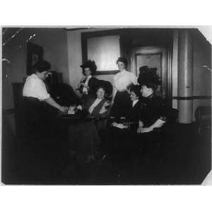   Harriot Blatch seated with Miss Weiss and others 1905
