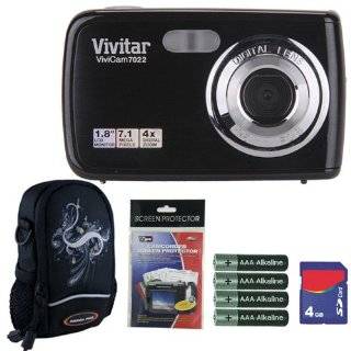 Vivitar Vivicam V7022 7.1MP Black HD Digital Camera Plus 4GB Accessory 