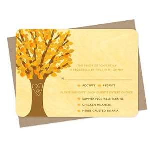  Leafy Tree Reply Card   Real Wood Wedding Stationery 