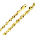 GoldenMine 14K Yellow Gold 4mm Diamond Cut Solid Rope Chain Necklace 