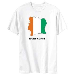 Idakoos Ivory Coast   Country Map Color Mens T shirt (White, Sizes XS 